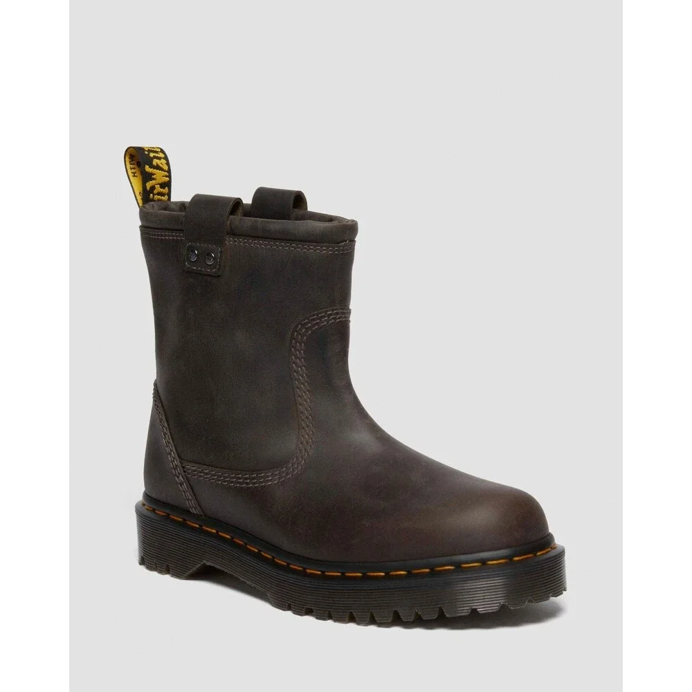 Dr Martens Anistone Lo Leather Boots Charcoal Gray Men 7 Women 8 Biker Boots